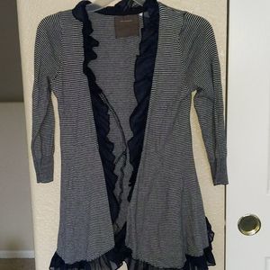 Guinevere Anthropologie Ruffle Trim Striped Cardi… - image 1